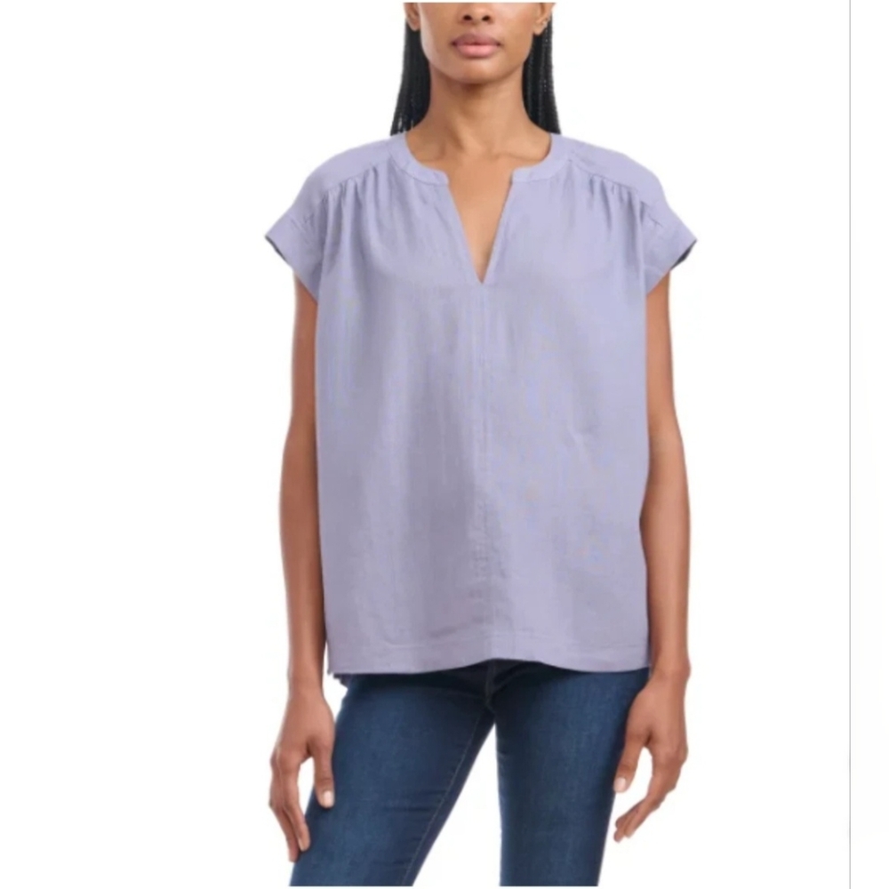 Splendid Women’s Blue Linen Blend Pullover Top Sz L NWOT
